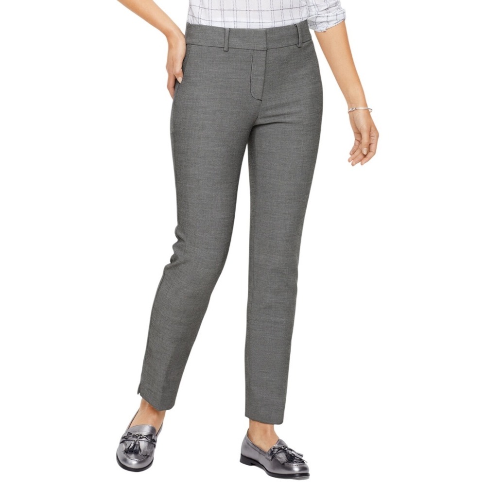 Talbots Womens Hampshire Ankle Pants Gray Elastic Back Size 12 Office Career